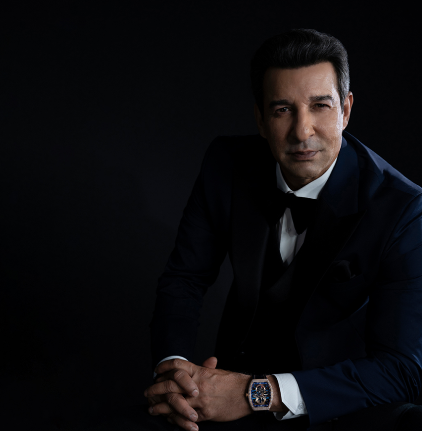 Wasim Akram wearing a luxury timepiece